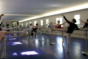 classical ballet class, adage at the barre
